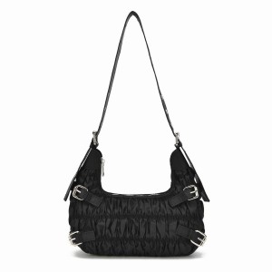 Women's Núnoo Alaska Recycled Nylon Shoulder Bags Black | RDB3978WF