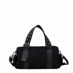 Women's Núnoo Aviaja Recycled Canvas Shoulder Bags Black | SZS977LQ