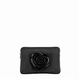 Women's Núnoo Clutch Rose Cozy Bags Black | IJL8791TQ