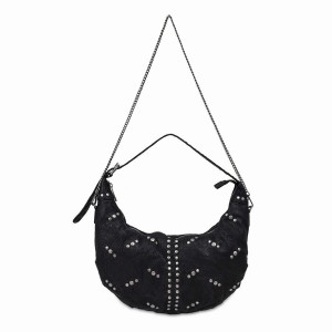 Women's Núnoo Dagmar Rivet Washed Shoulder Bags Black | FNS4337LA