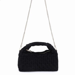 Women's Núnoo Dandy Braided Suede Shoulder Bags Black | CPW215HJ