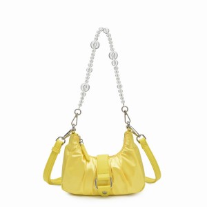 Women's Núnoo Flora Satin Shoulder Bags Yellow | HQV3841CM