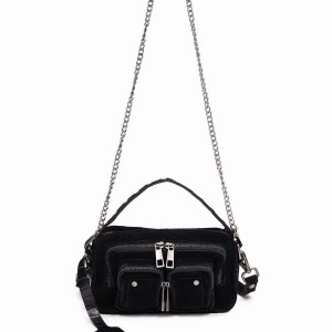 Women's Núnoo Helena Suede Shoulder Bags Black | SKH648RZ