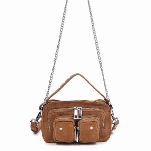 Women's Núnoo Helena Suede Shoulder Bags Brown | CWY8683VN