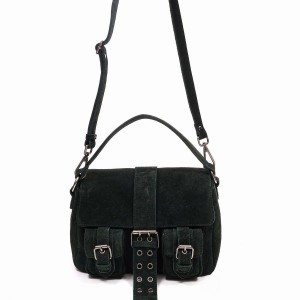 Women's Núnoo Honey Buckle Suede Shoulder Bags Dark Green | KAL7589NO