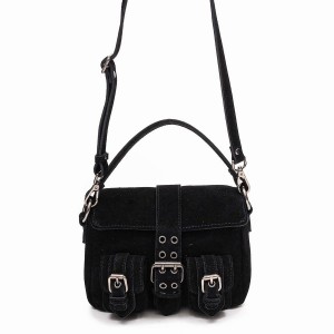 Women's Núnoo Honey Buckle Suede Shoulder Bags Black | XLH3522SF