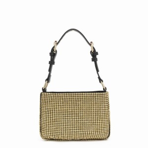 Women's Núnoo Juno Glitter Recycled Nylon Shoulder Bags Gold | NOF25AI