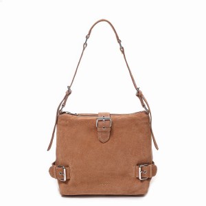 Women's Núnoo Ophelia Suede Shoulder Bags Brown | EBN1954XA