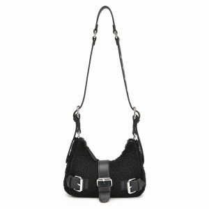 Women's Núnoo Palma Curl Shoulder Bags Black | KUK3520AQ