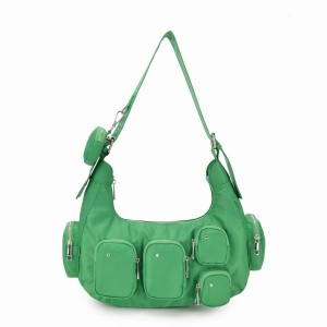 Women's Núnoo Sally Pocket Recycled Nylon Shoulder Bags Green | WJR4527IF