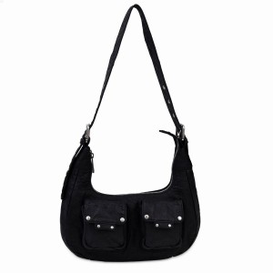 Women's Núnoo Sally Small Washed Shoulder Bags Black | UQT7944GK