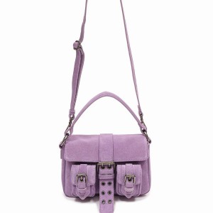 Women's Núnoo Small Honey Buckle Suede Shoulder Bags Purple | YYD4292HF