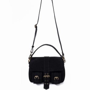 Women's Núnoo Small Honey Buckle Suede Shoulder Bags Black | ODA1738WN