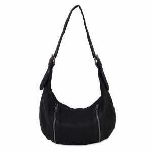 Women's Núnoo Small Stella Zipper Washed Shoulder Bags Black | JUT2545YV