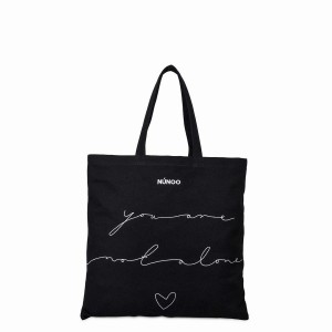 Women's Núnoo You're Not Alone Shopper Canvas Tote Bags Black | NXG6292WJ