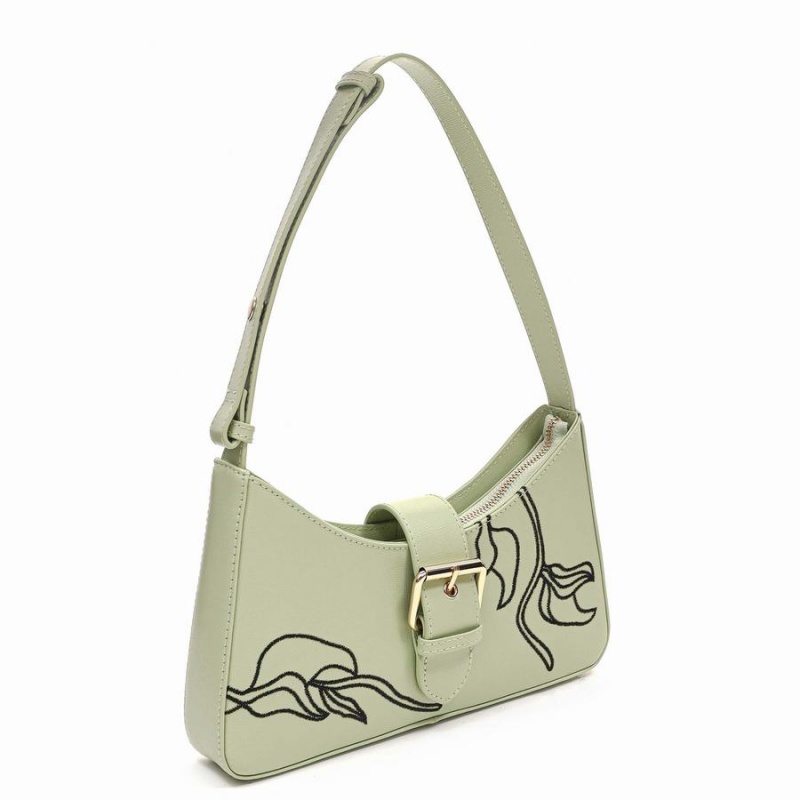 Women's Núnoo Apollo Embroided Florence Shoulder Bags Light Green | VQN6920AM