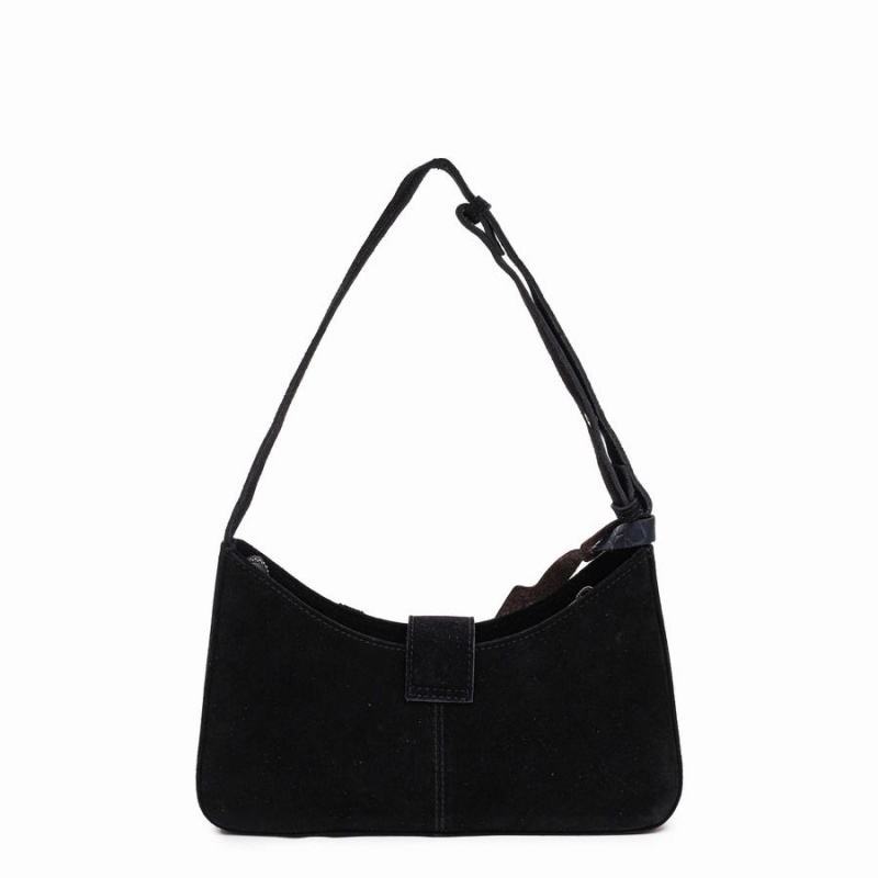 Women's Núnoo Apollo Rivet Suede Shoulder Bags Black | UYH8461HF