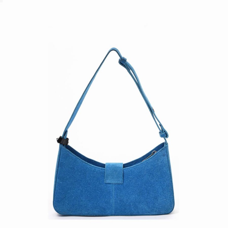 Women's Núnoo Apollo Rivet Suede Shoulder Bags Blue | WQI6490OM