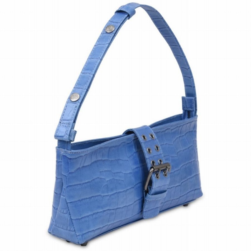 Women's Núnoo Asta Buckle Texas Shoulder Bags Blue | CEZ8366TI