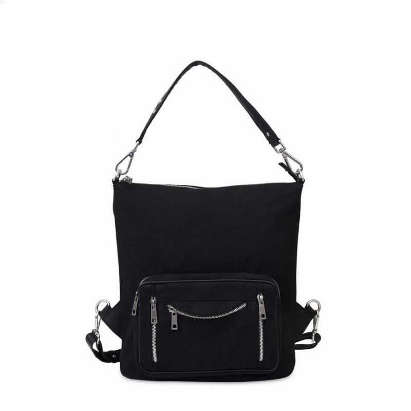 Women\'s Núnoo Celine Recycled Canvas Backpacks Black | JFV659DL