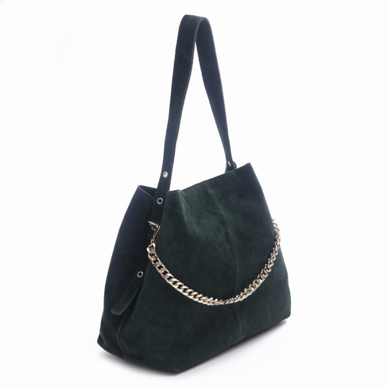 Women's Núnoo Chiara New Suede Tote Bags Dark Green | EHL9611HO