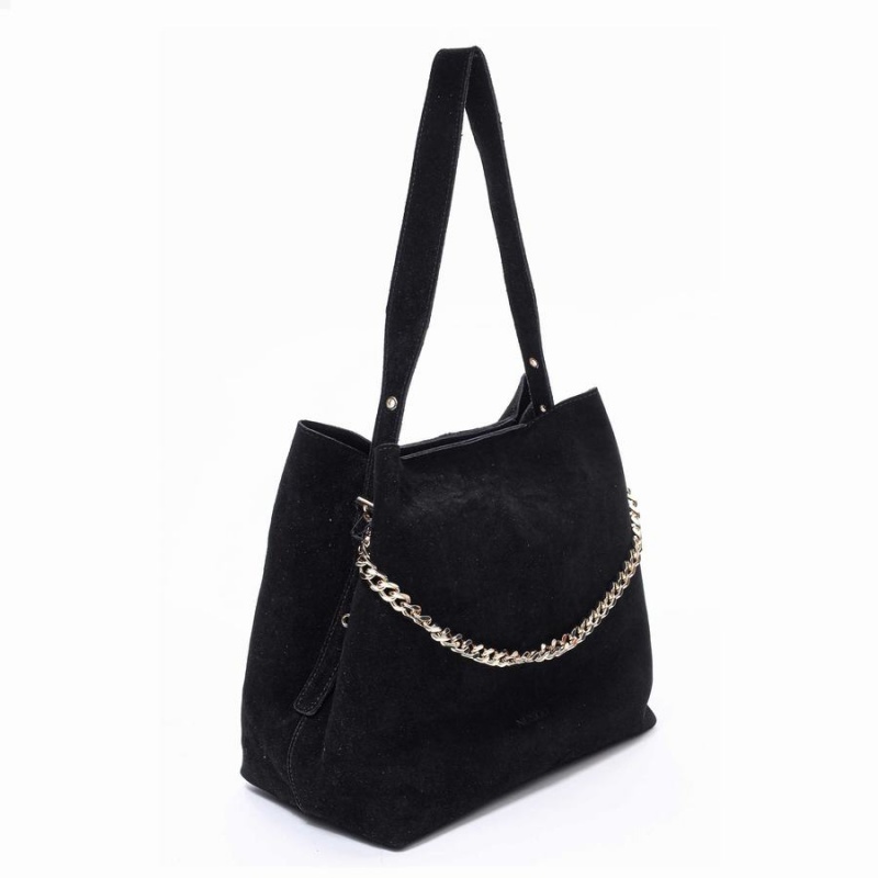 Women's Núnoo Chiara Suede Tote Bags Black | WTD4025RX