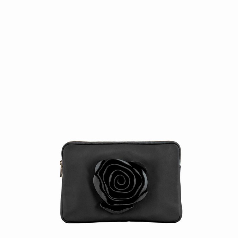 Women\'s Núnoo Clutch Rose Cozy Bags Black | IJL8791TQ