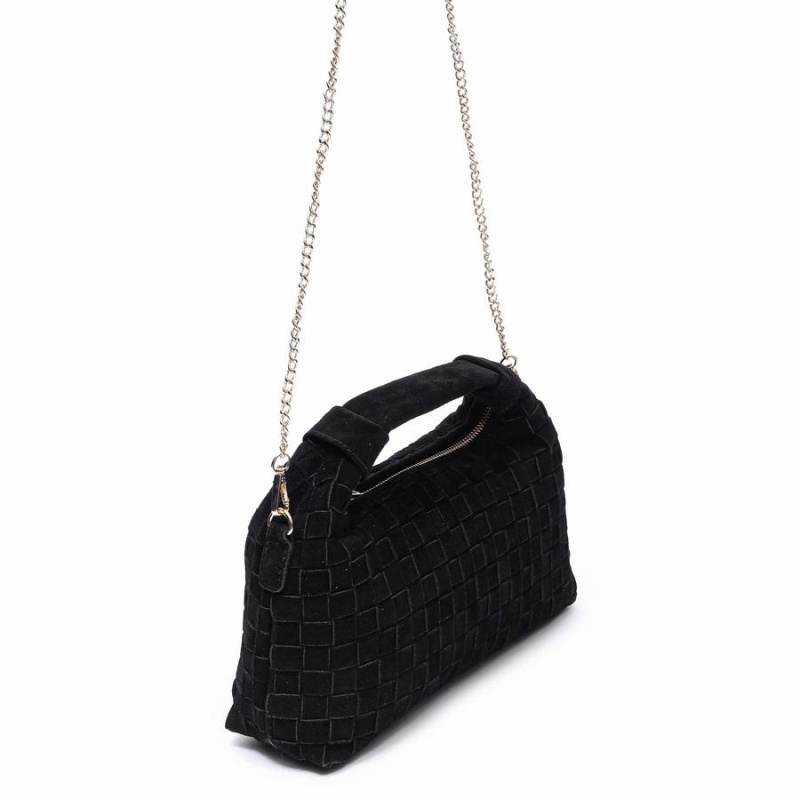 Women's Núnoo Dandy Braided Suede Shoulder Bags Black | CPW215HJ