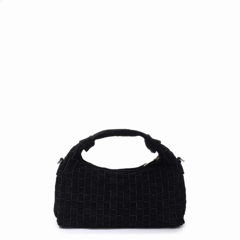 Women's Núnoo Dandy Braided Suede Shoulder Bags Black | CPW215HJ