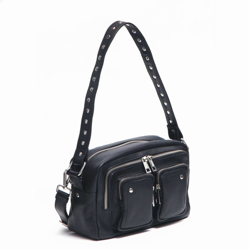 Women's Núnoo Ellie Organic Leather Shoulder Bags Black | JEX3232PX