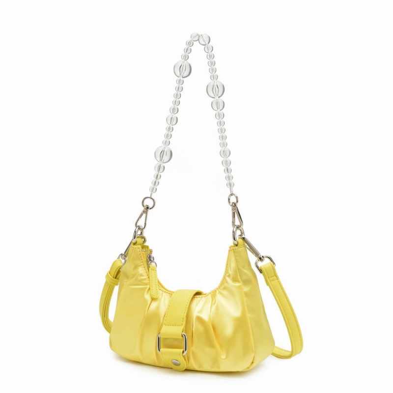 Women's Núnoo Flora Satin Shoulder Bags Yellow | HQV3841CM