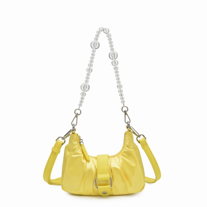 Women\'s Núnoo Flora Satin Shoulder Bags Yellow | HQV3841CM