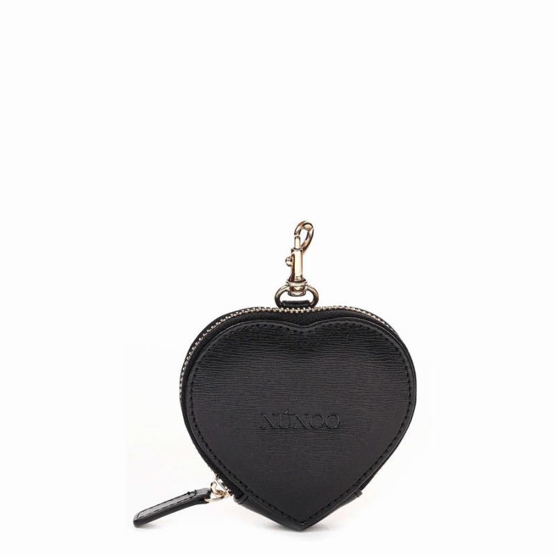 Women\'s Núnoo Heart Coin Pocket Florence Wallets Black | UQO7554ZN