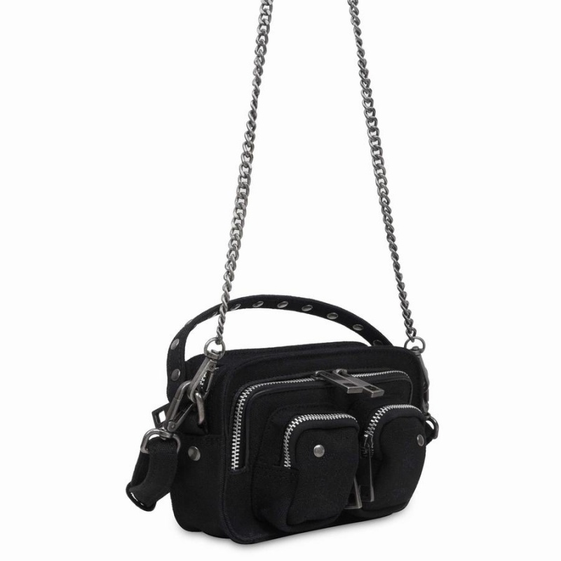 Women's Núnoo Helena Canvas Shoulder Bags Black | OSC7816CD