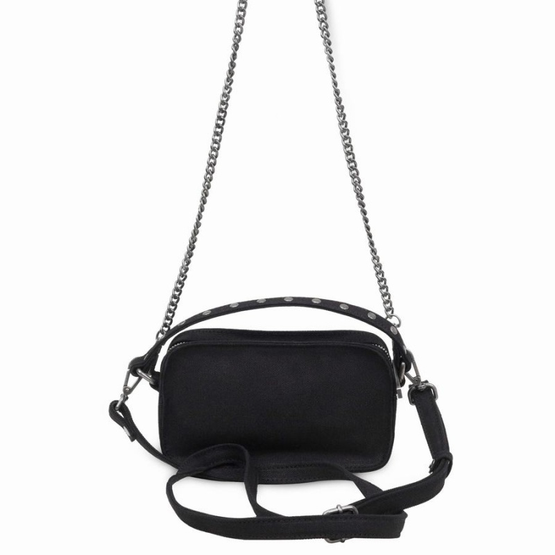 Women's Núnoo Helena Canvas Shoulder Bags Black | OSC7816CD