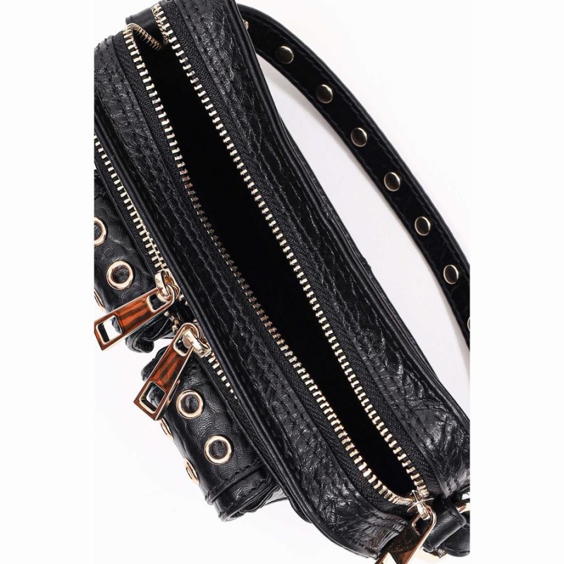 Women's Núnoo Helena Eyelet New Zealand Shoulder Bags Black | JNZ9397AM