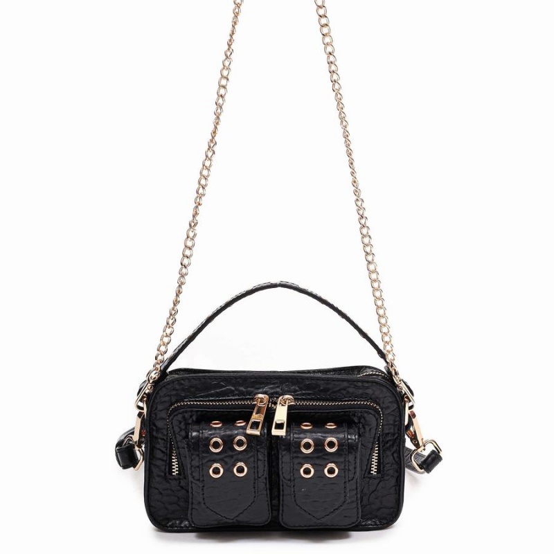 Women\'s Núnoo Helena Eyelet New Zealand Shoulder Bags Black | JNZ9397AM