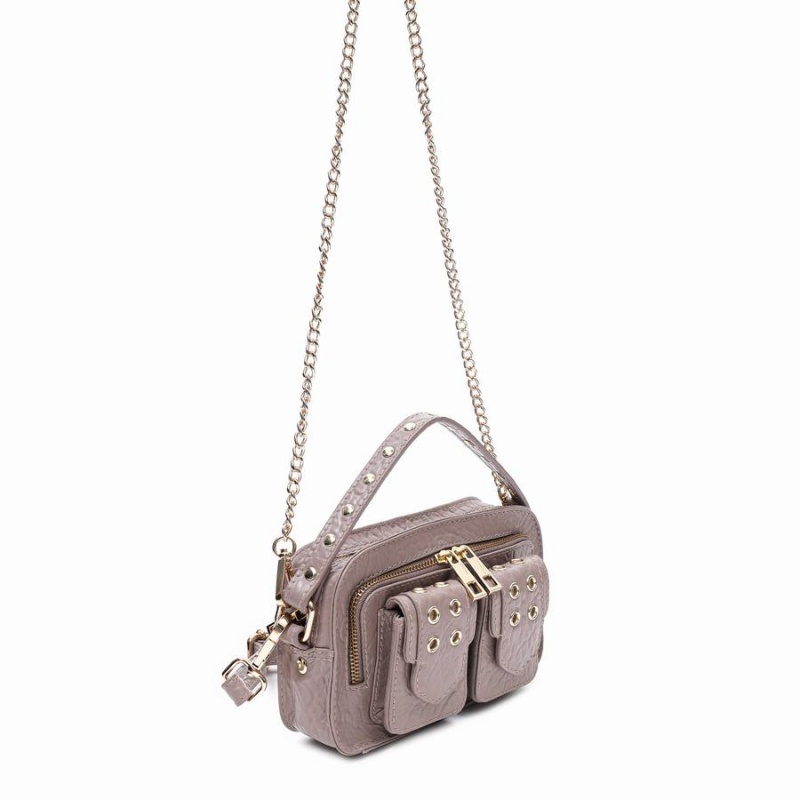 Women's Núnoo Helena Eyelet New Zealand Shoulder Bags Grey Brown | PRX8751GU