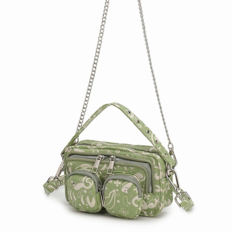 Women's Núnoo Helena Organic Canvas Shoulder Bags Green | ZEH4010HP