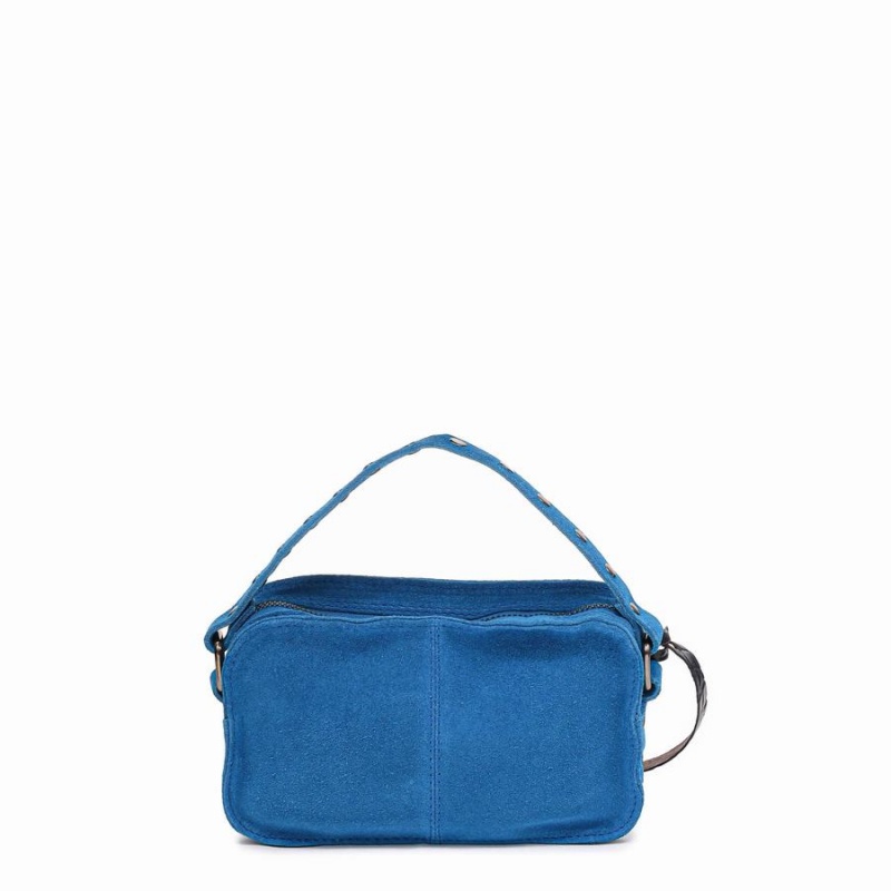 Women's Núnoo Helena Suede Shoulder Bags Blue | VZH9259ZF