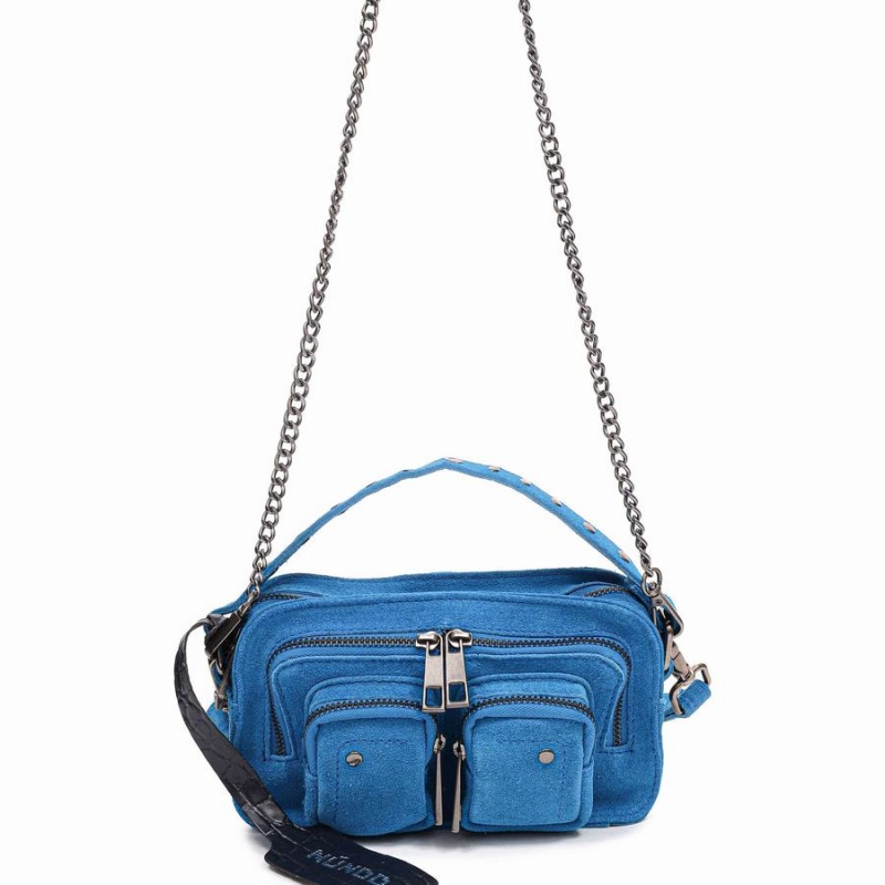 Women\'s Núnoo Helena Suede Shoulder Bags Blue | VZH9259ZF