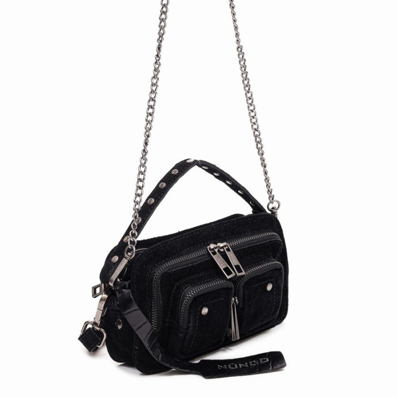 Women's Núnoo Helena Suede Shoulder Bags Black | SKH648RZ