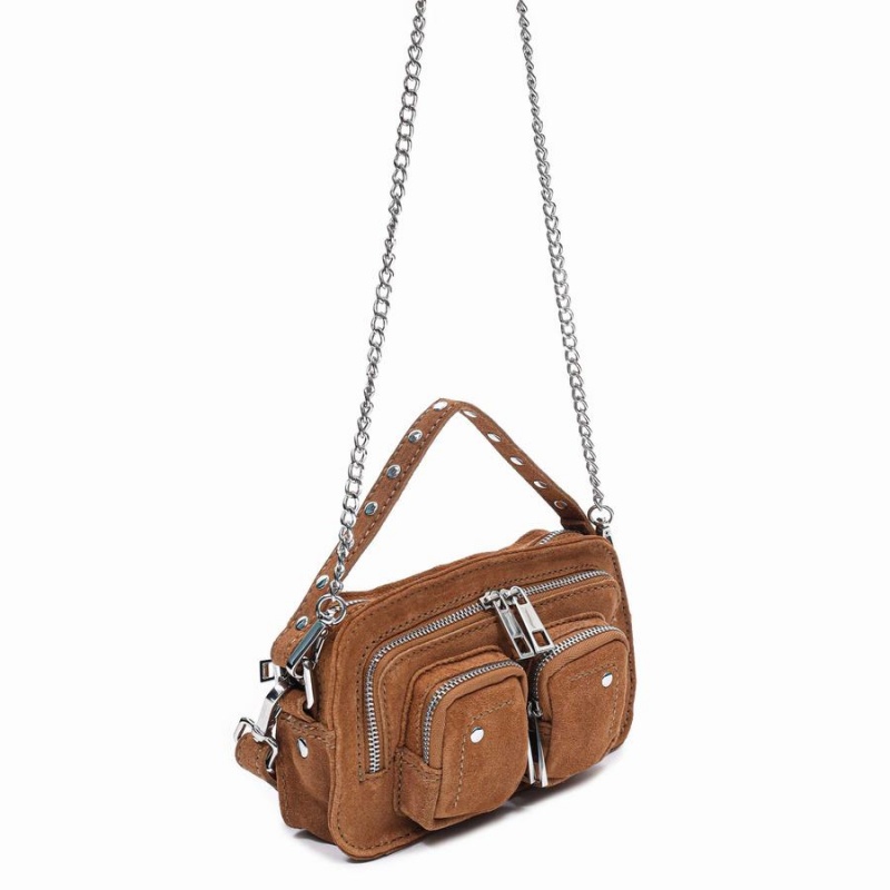 Women's Núnoo Helena Suede Shoulder Bags Brown | CWY8683VN