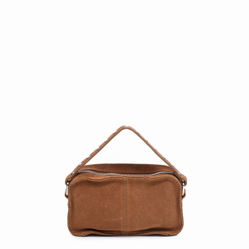 Women's Núnoo Helena Suede Shoulder Bags Brown | CWY8683VN