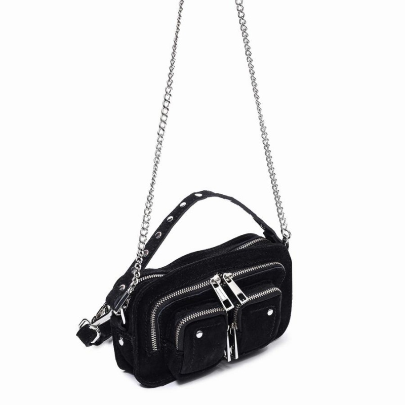 Women's Núnoo Helena Suede Shoulder Bags Black | QOE568SC