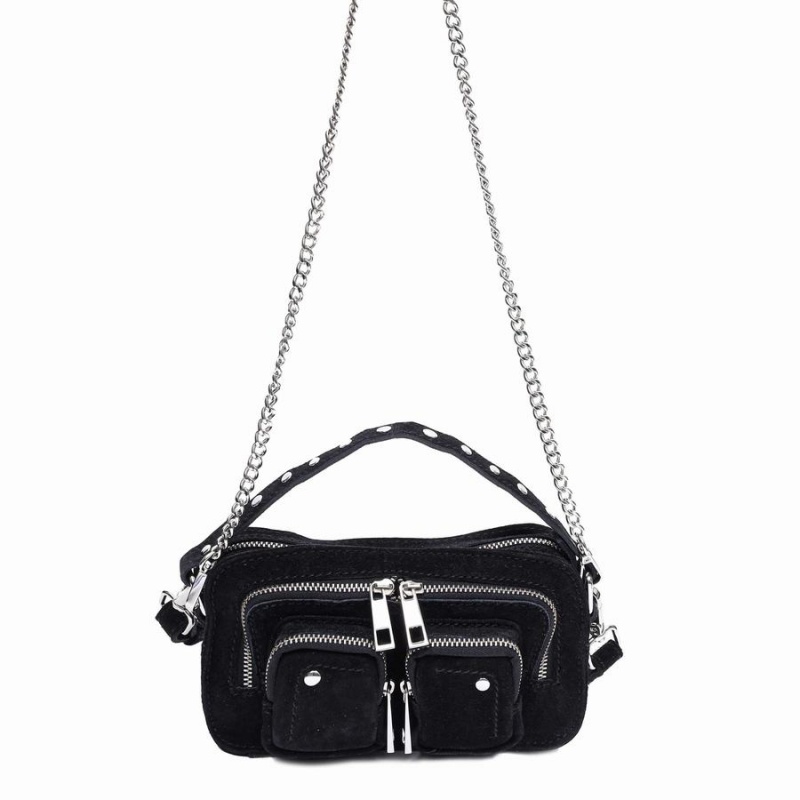 Women\'s Núnoo Helena Suede Shoulder Bags Black | QOE568SC