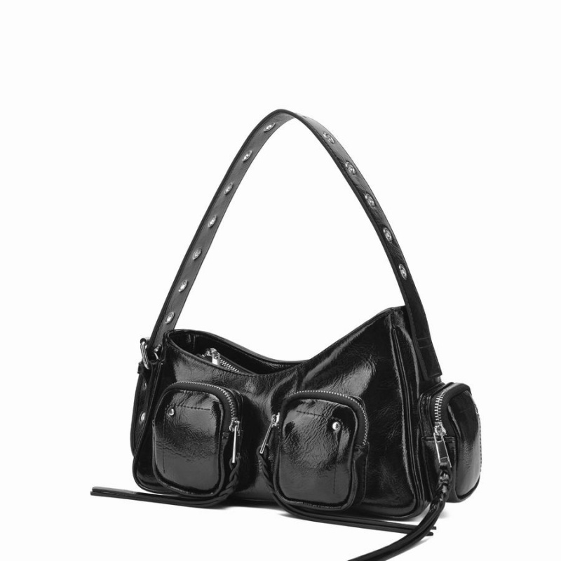 Women's Núnoo Jennifer Pocket Recycled Cool Shoulder Bags Black | DKK7489JX