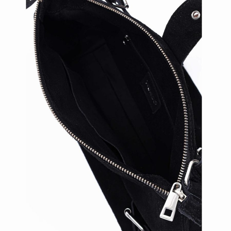 Women's Núnoo Ophelia Suede Shoulder Bags Black | CBE5992MW