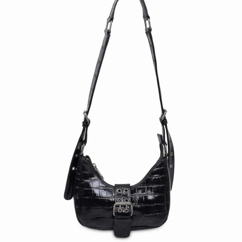 Women\'s Núnoo Palma Buckle Texas Shoulder Bags Black | GBI9923WB