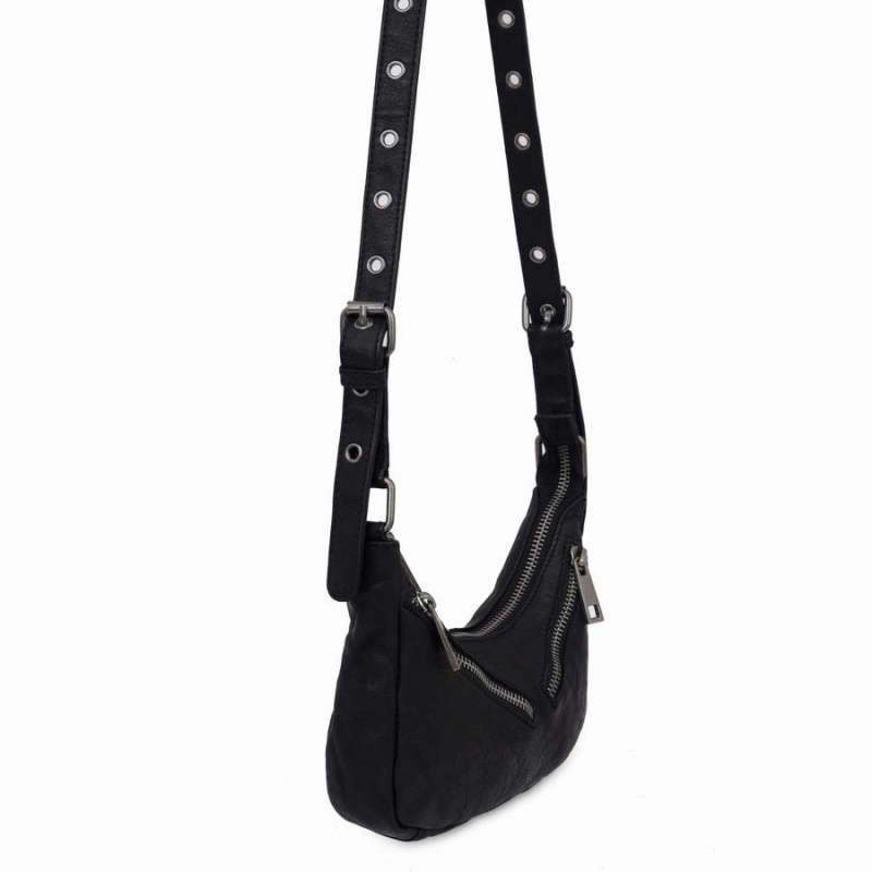 Women's Núnoo Palma Washed Shoulder Bags Black | JSW1085VA